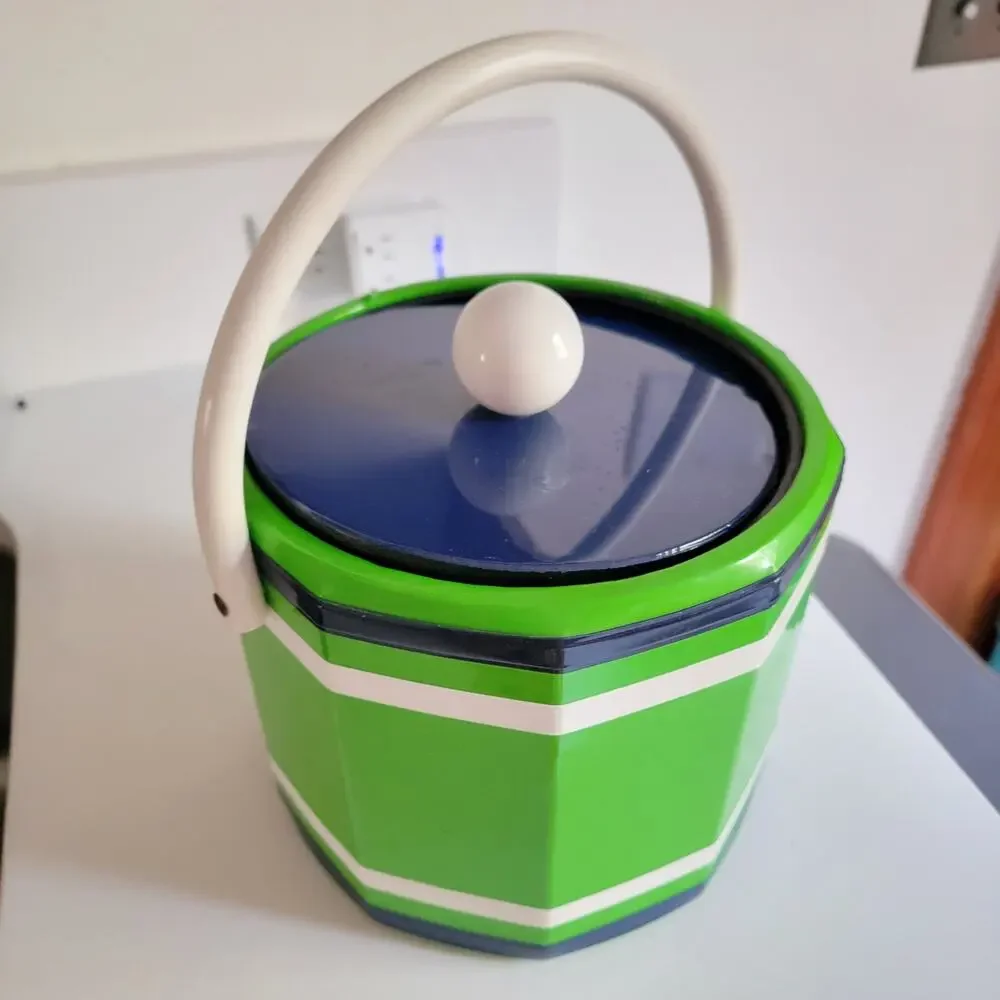 Random Vintage MCM Green Vinyl Decagon Ice Bucket